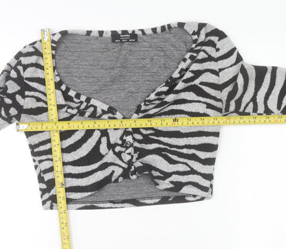 Womens UK Size S Bershka Grey Cropped T-Shirt