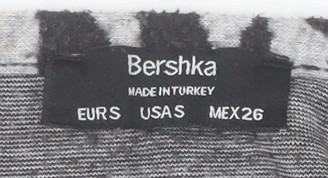Womens UK Size S Bershka Grey Cropped T-Shirt