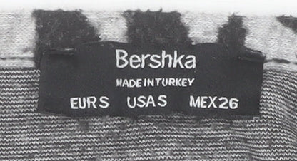 Womens UK Size S Bershka Grey Cropped T-Shirt