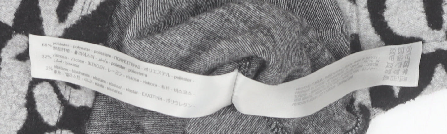 Womens UK Size S Bershka Grey Cropped T-Shirt