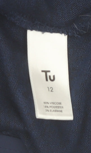 Womens UK Size 12 TU Blue Tunic Blouse