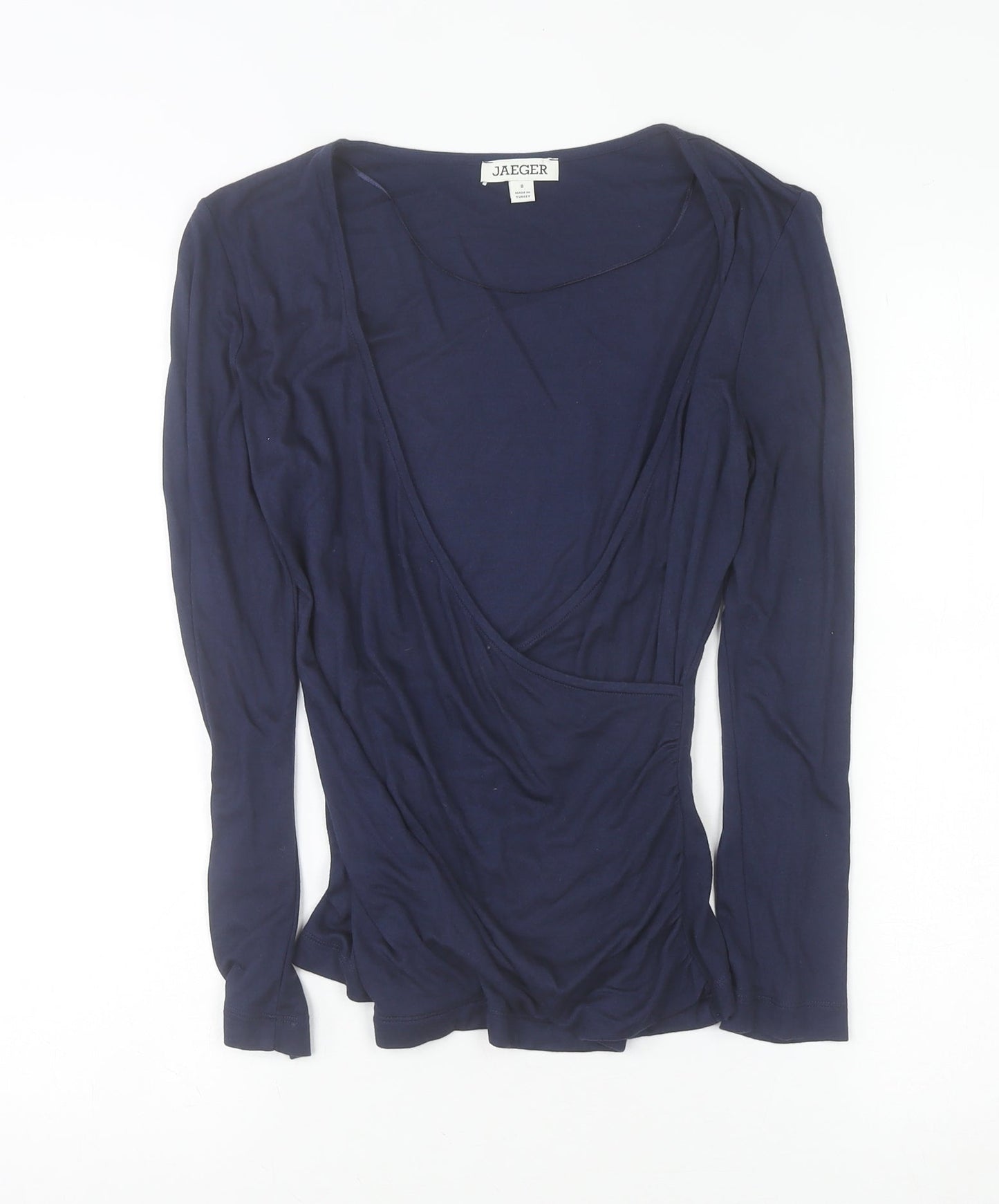 Womens UK Size 8 Jaeger Blue Wrap Blouse