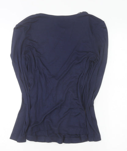 Womens UK Size 8 Jaeger Blue Wrap Blouse