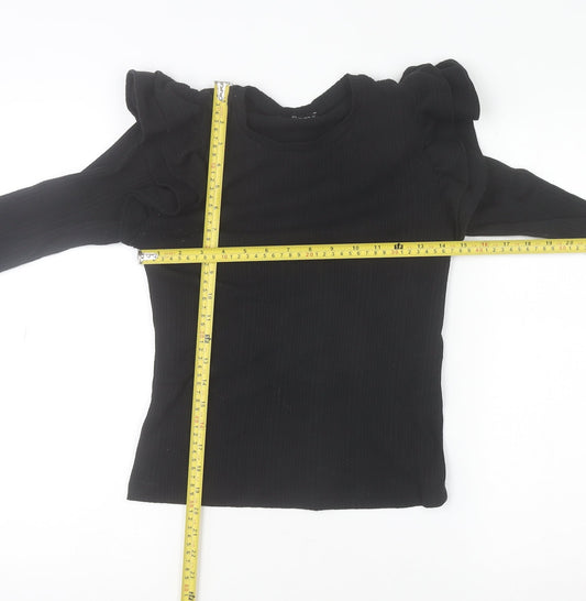 Womens UK Size S Zara Black Basic Blouse