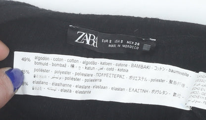 Womens UK Size S Zara Black Basic Blouse