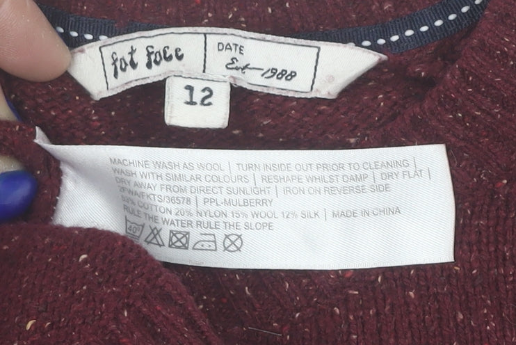 Womens UK Size 12 Fat Face Red Pullover Jumper