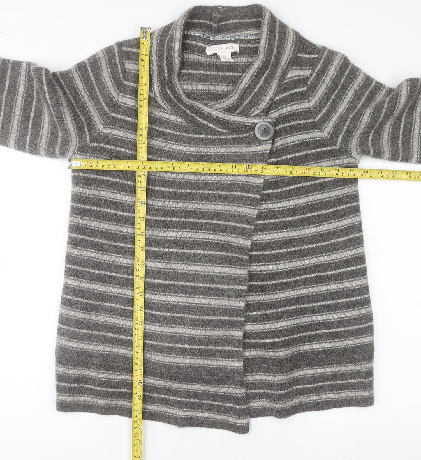 Womens UK Size M Ellen Tracy Grey Cardigan Jumper