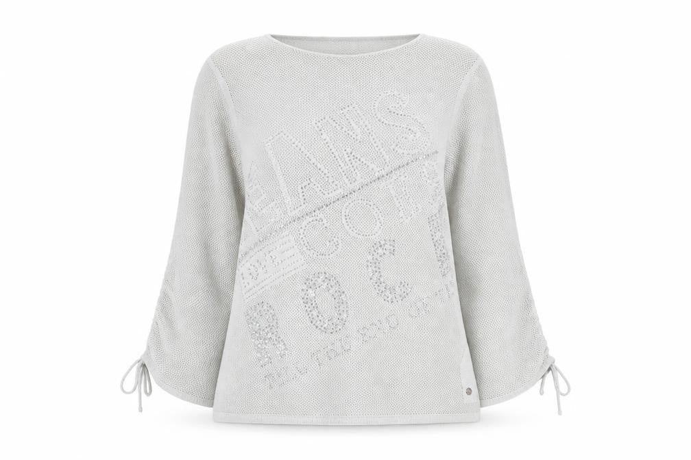 Womens UK Size 12 monari Silver Jersey Blouse