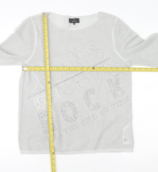 Womens UK Size 12 monari Silver Jersey Blouse