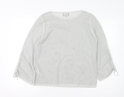 Womens UK Size 12 monari Silver Jersey Blouse