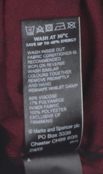 Womens UK Size 14 Marks and Spencer Red Tunic Blouse
