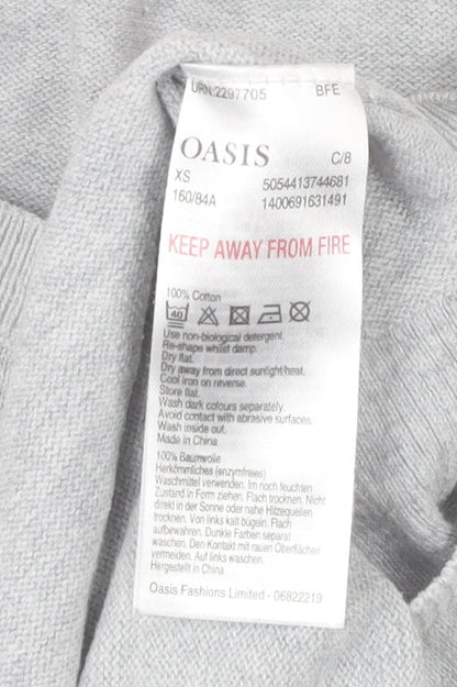 Womens UK Size XS Oasis Grey Pullover Jumper