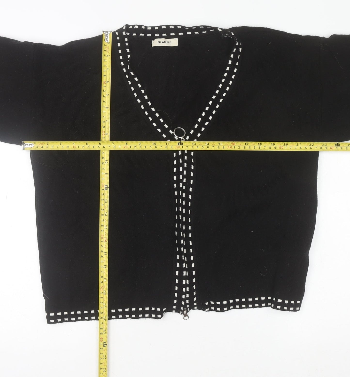 Womens UK Size M Glamify Black Cardigan Jumper