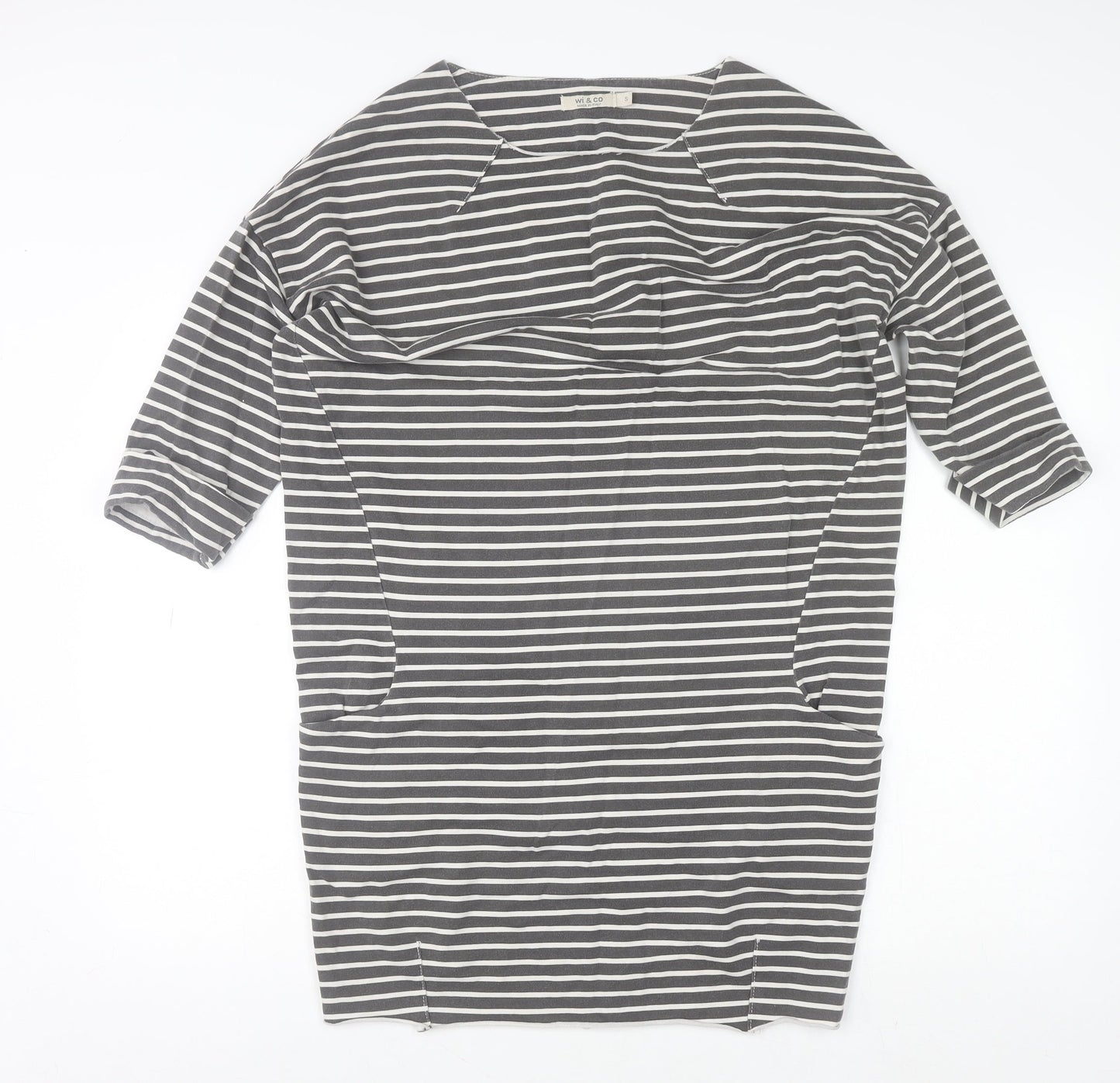 Womens UK Size S Wi & Co Grey Basic T-Shirt