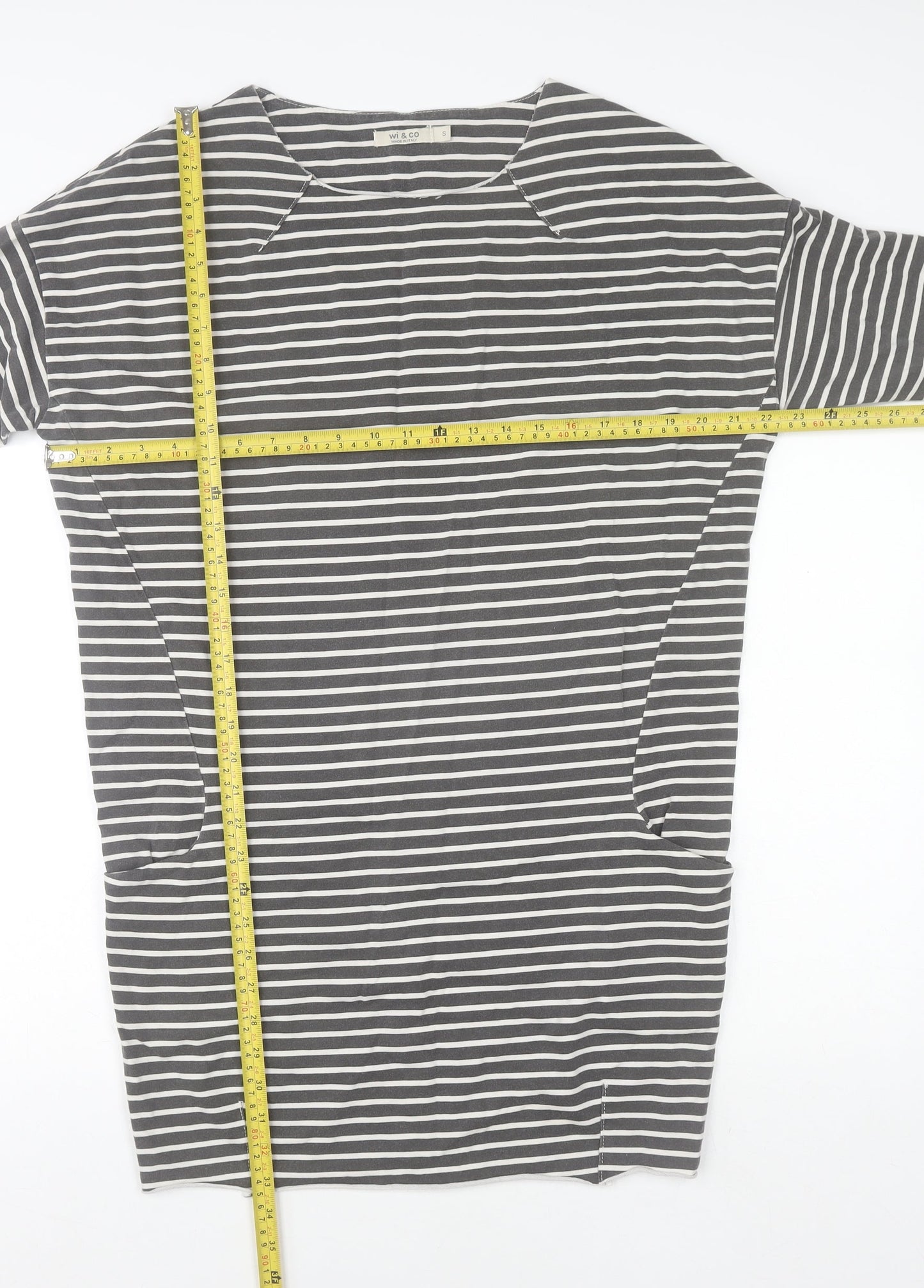 Womens UK Size S Wi & Co Grey Basic T-Shirt