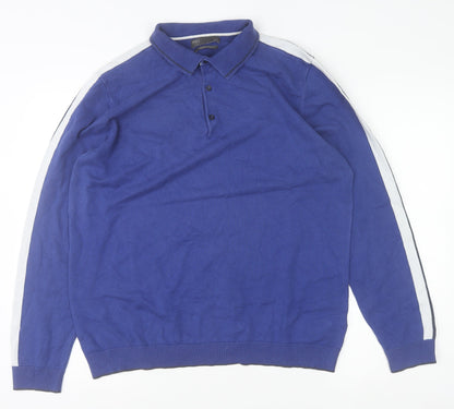 Mens UK Size L Marks and Spencer Blue Henley Sweatshirt