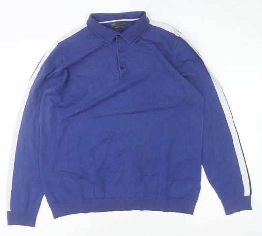 Mens UK Size L Marks and Spencer Blue Henley Sweatshirt