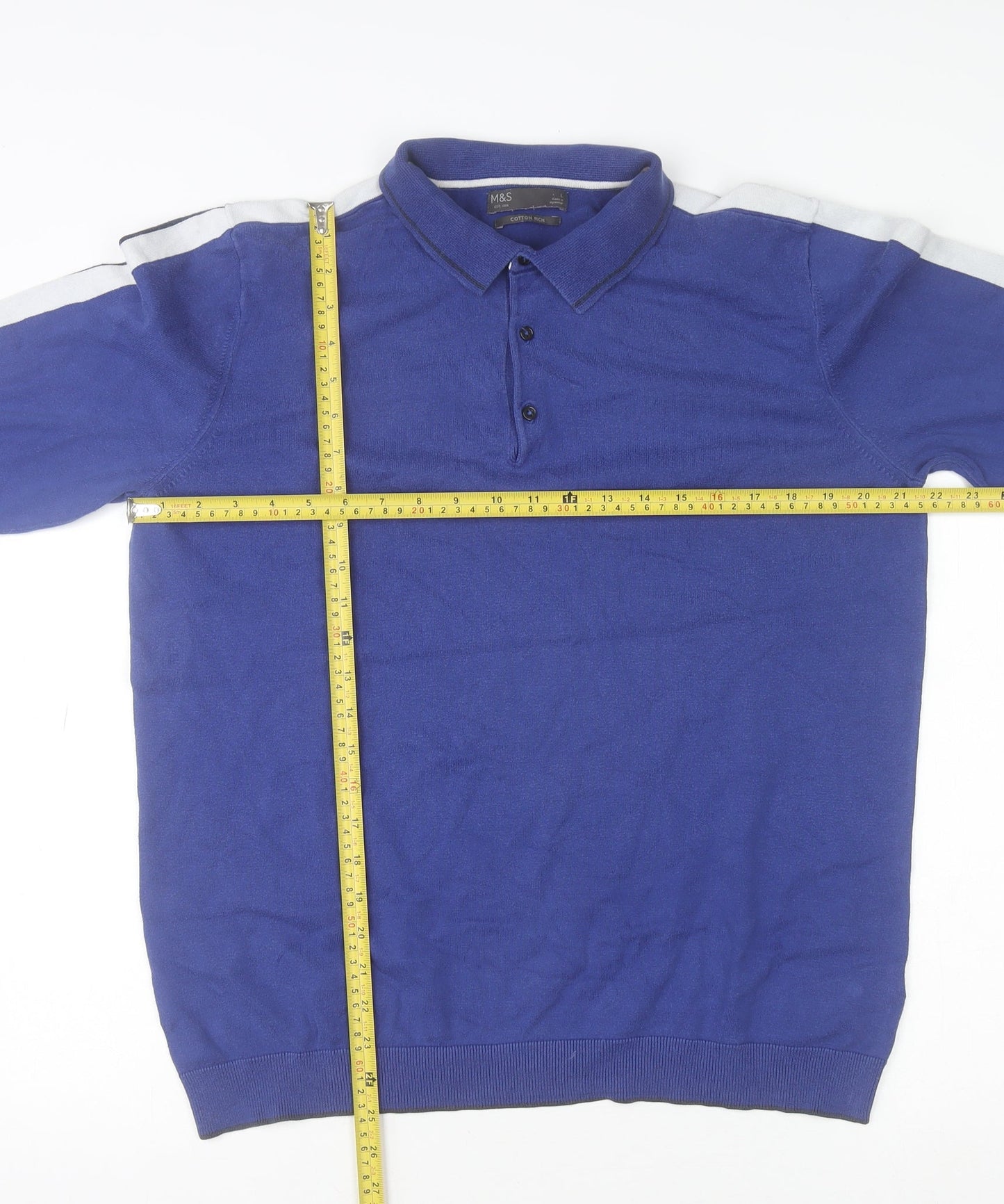 Mens UK Size L Marks and Spencer Blue Henley Sweatshirt