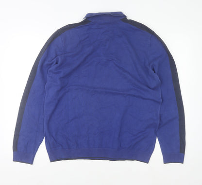 Mens UK Size L Marks and Spencer Blue Henley Sweatshirt