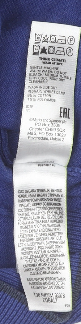 Mens UK Size L Marks and Spencer Blue Henley Sweatshirt