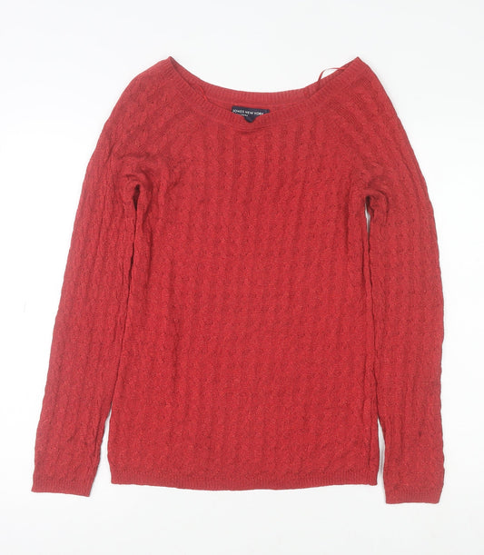 Womens UK Size M Jones New York Red Pullover Jumper