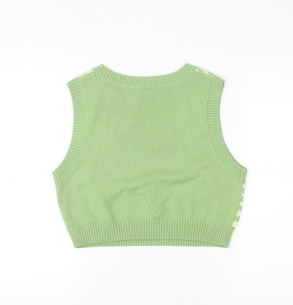 Womens UK Size 12 Divided Green Vest Jumper