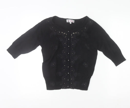 Womens UK Size 10 Be Beau Black Cardigan Jumper