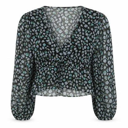 Womens UK Size 12 Stradivarius Black Cropped Blouse