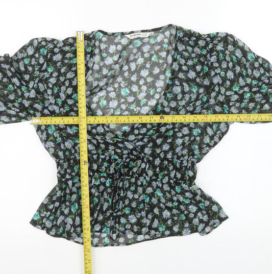 Womens UK Size 12 Stradivarius Black Cropped Blouse