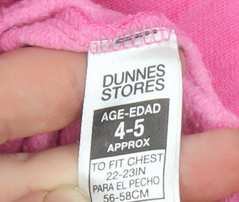 Girls UK Size 4-5 Years Dunnes Stores Pink Pullover Hoodie