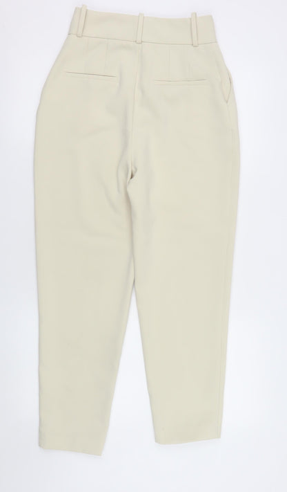 Womens UK Size XS Zara Slim Fit Business Casual Workwear Beige Trousers