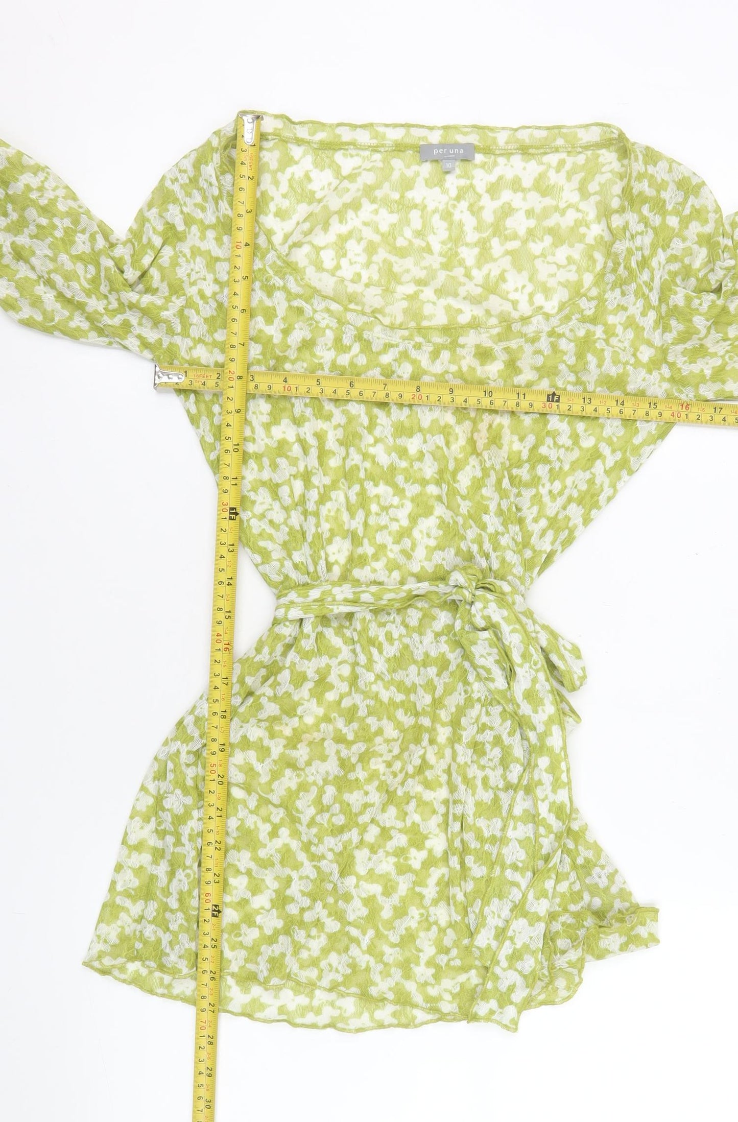 Womens UK Size 10 Marks and Spencer Green Wrap Blouse