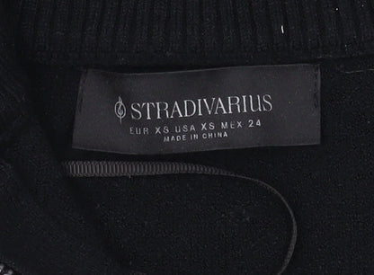 Womens UK Size XS Stradivarius Black Pullover Sweatshirt