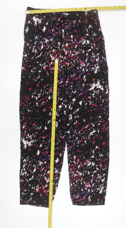 Womens UK Size 12 Warehouse Relaxed Fit Cropped Multicoloured Trousers