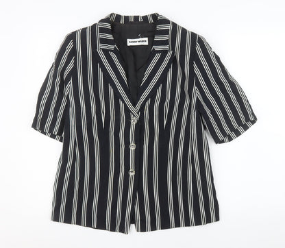 Gerry Weber Women’s Black Striped Short Sleeve Viscose Shirt Blazer Size 38