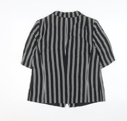 Gerry Weber Women’s Black Striped Short Sleeve Viscose Shirt Blazer Size 38