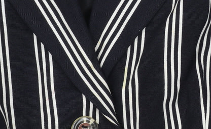 Gerry Weber Women’s Black Striped Short Sleeve Viscose Shirt Blazer Size 38