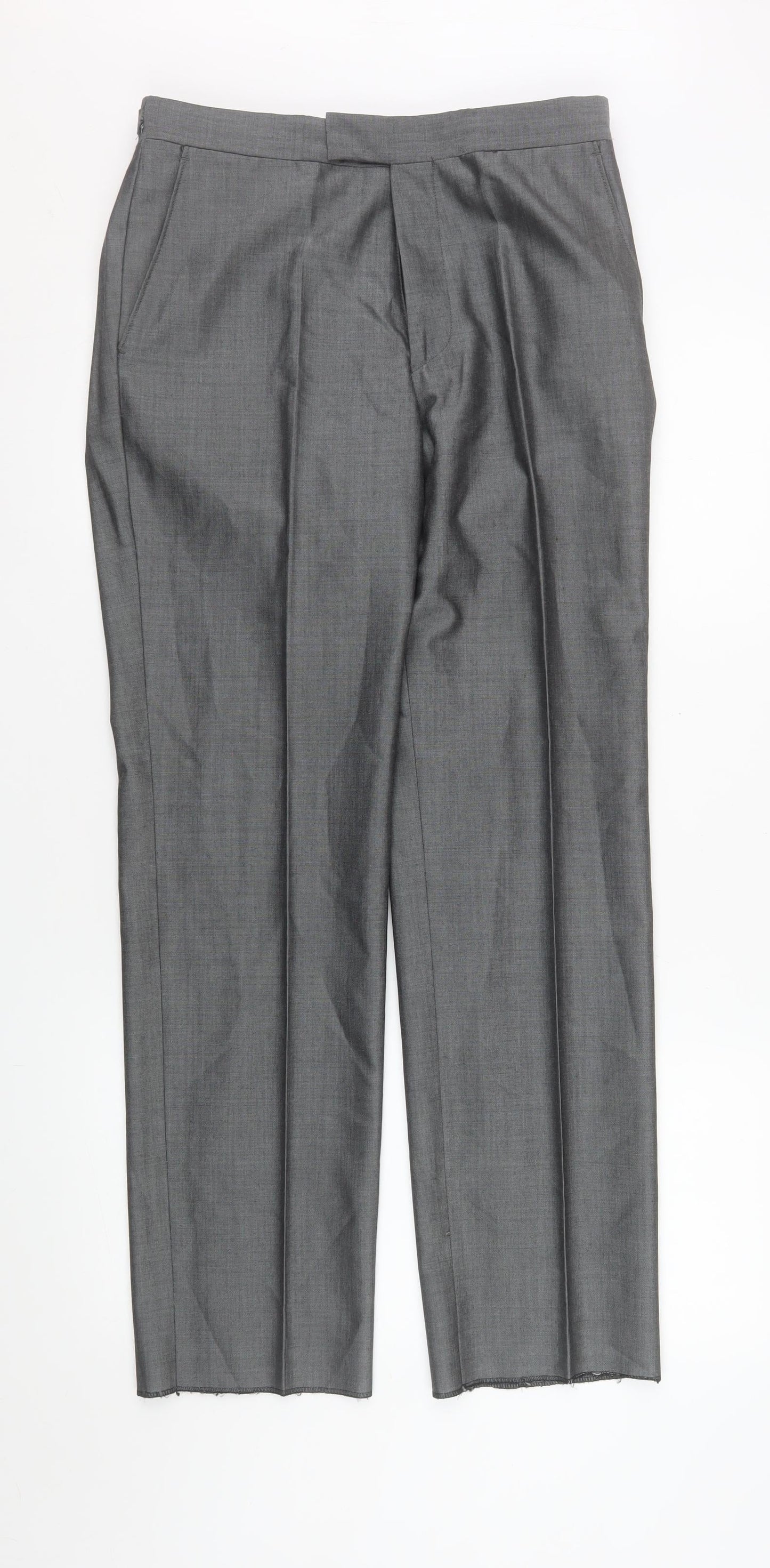 Mens UK Size 30S Torre Regular Fit Dress Pants Grey Trousers