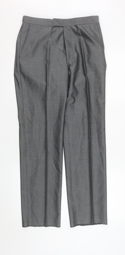 Mens UK Size 30S Torre Regular Fit Dress Pants Grey Trousers