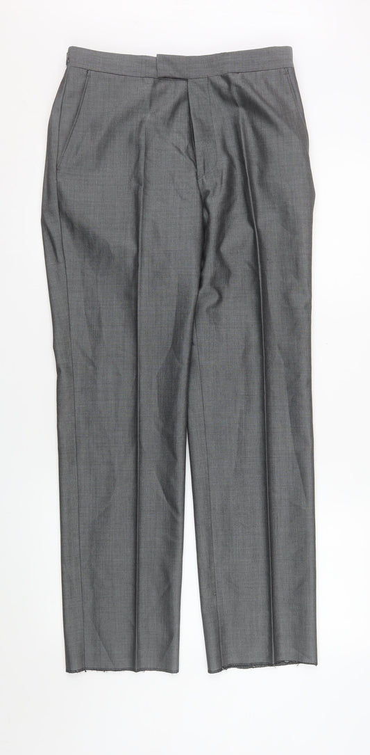 Mens UK Size 30S Torre Regular Fit Dress Pants Grey Trousers