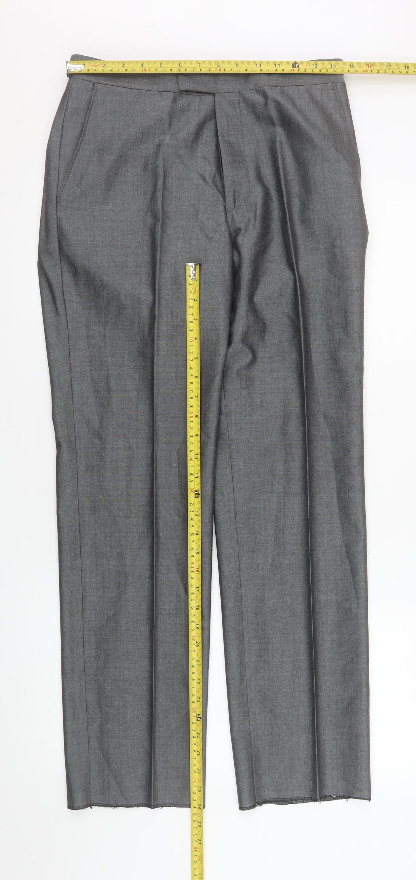 Mens UK Size 30S Torre Regular Fit Dress Pants Grey Trousers