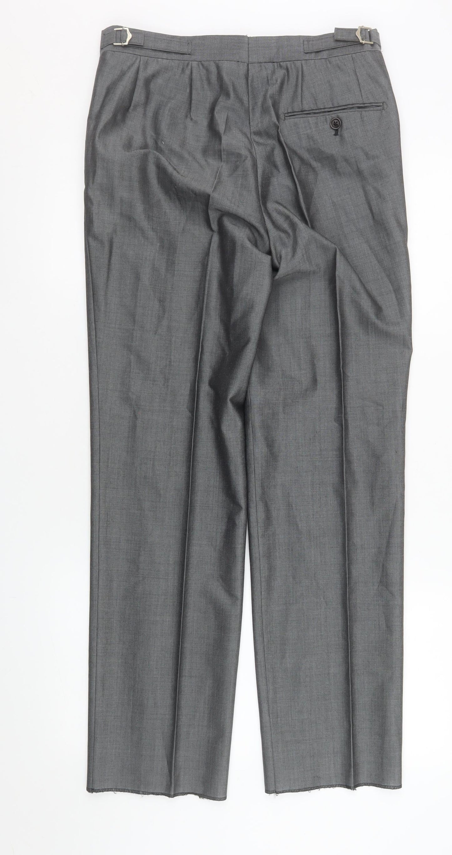 Mens UK Size 30S Torre Regular Fit Dress Pants Grey Trousers