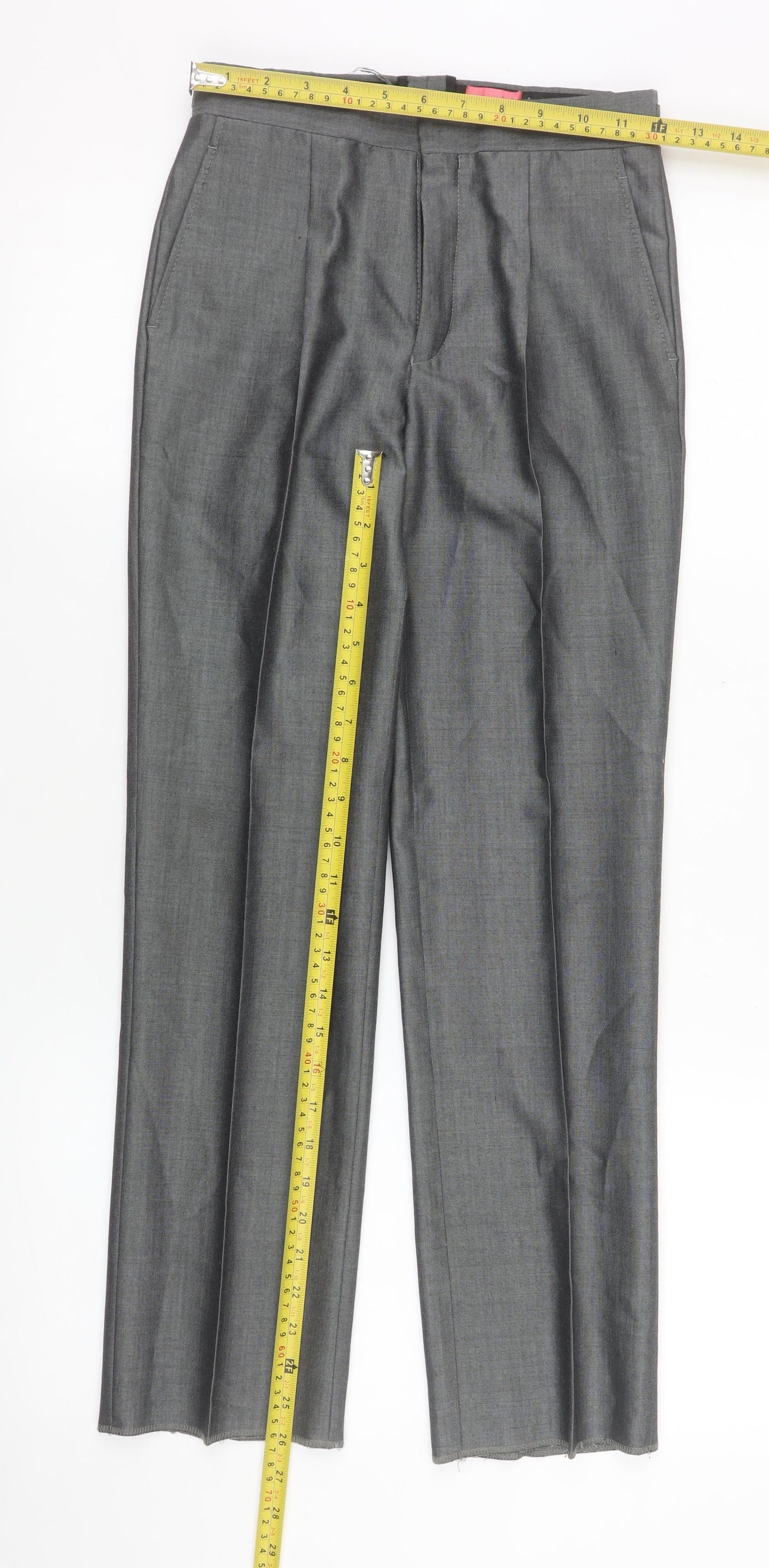 Boys UK Size 26 in Torre Regular Fit Dress Pants Grey Trousers