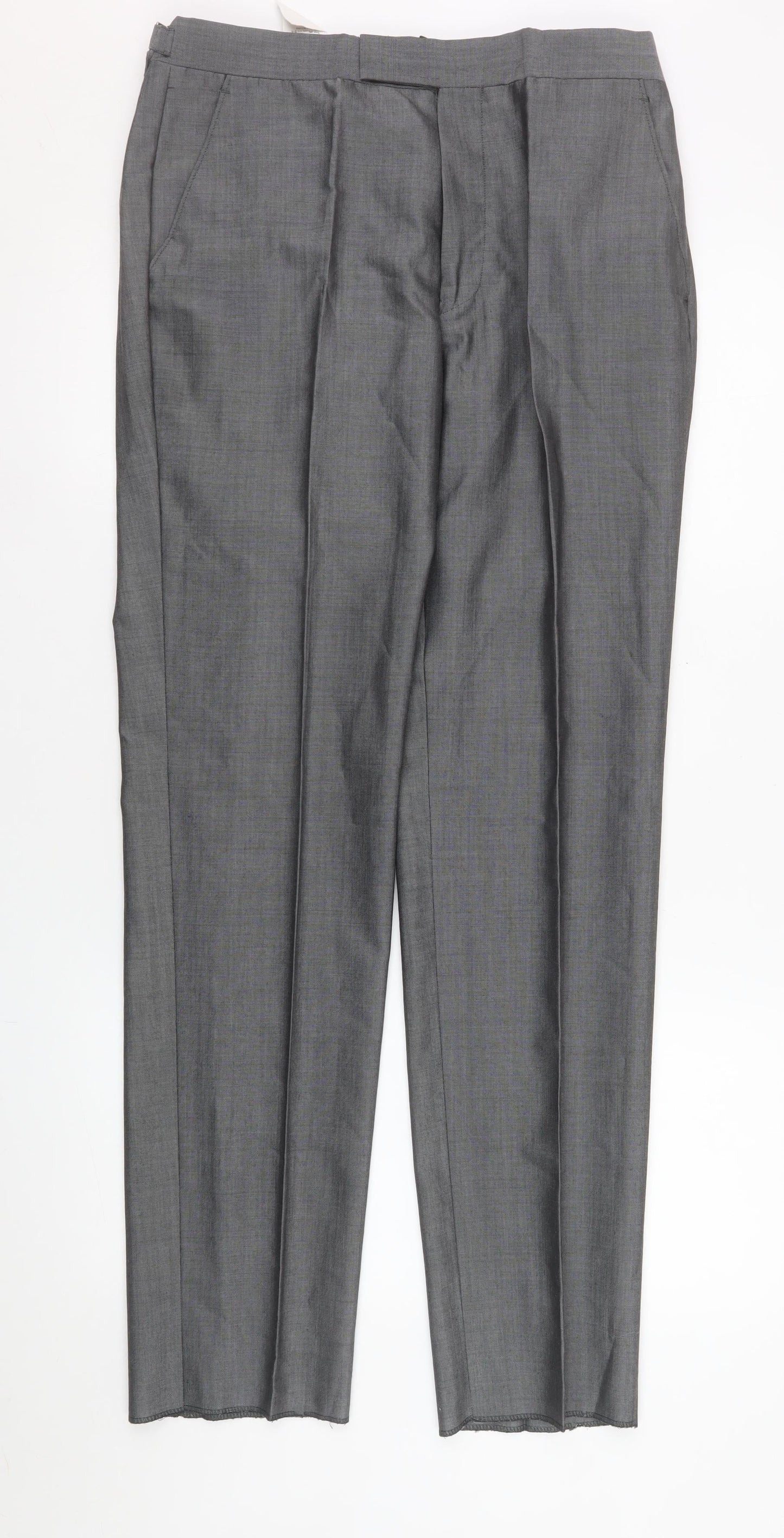 Mens UK Size 32R Torre Regular Fit Dress Pants Grey Trousers
