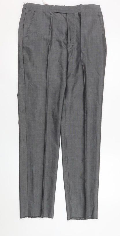 Mens UK Size 32R Torre Regular Fit Dress Pants Grey Trousers