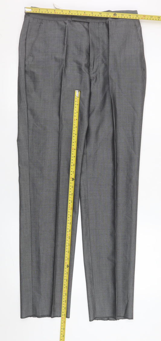Mens UK Size 32R Torre Regular Fit Dress Pants Grey Trousers