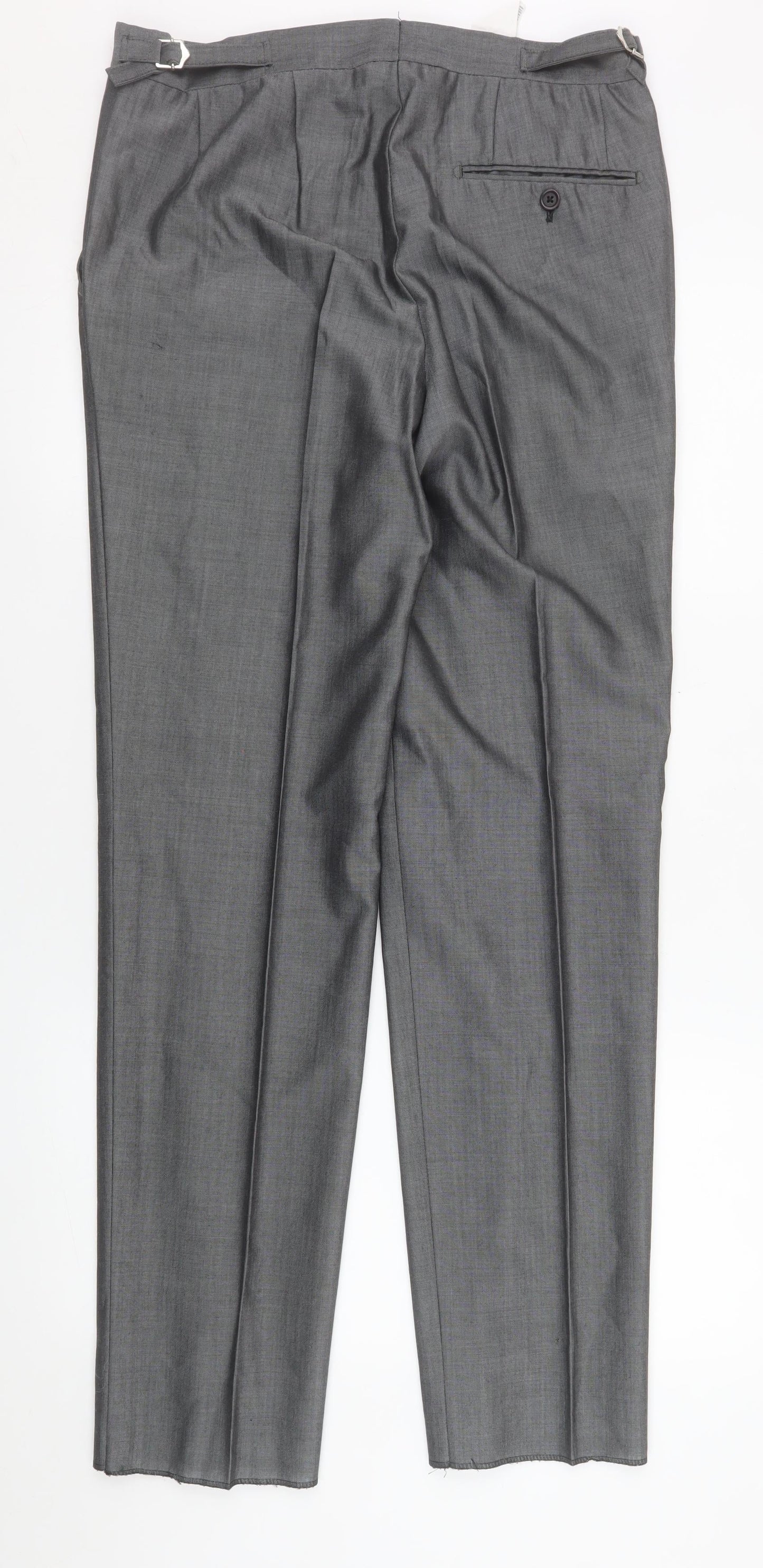 Mens UK Size 32R Torre Regular Fit Dress Pants Grey Trousers
