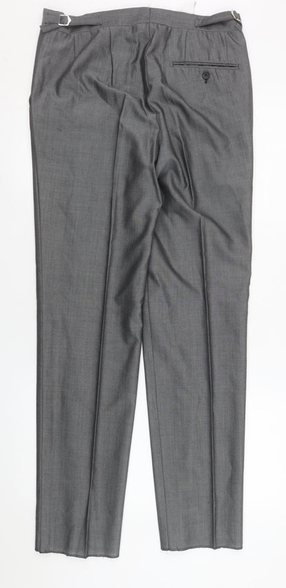 Mens UK Size 32R Torre Regular Fit Dress Pants Grey Trousers