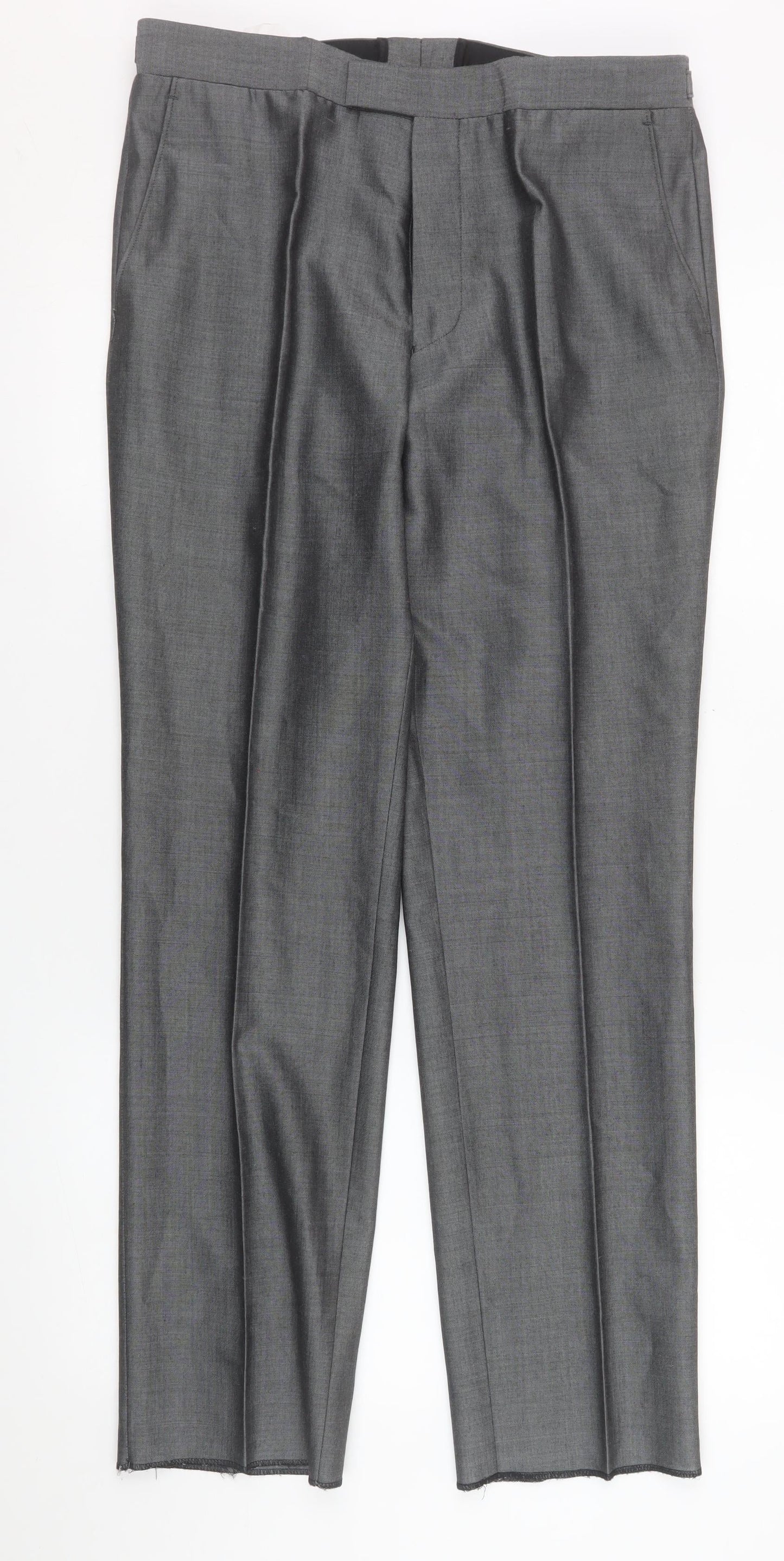 Mens UK Size 32S Torre Classic Fit Dress Pants Grey Trousers