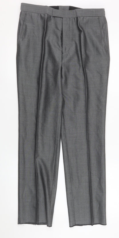 Mens UK Size 32S Torre Classic Fit Dress Pants Grey Trousers